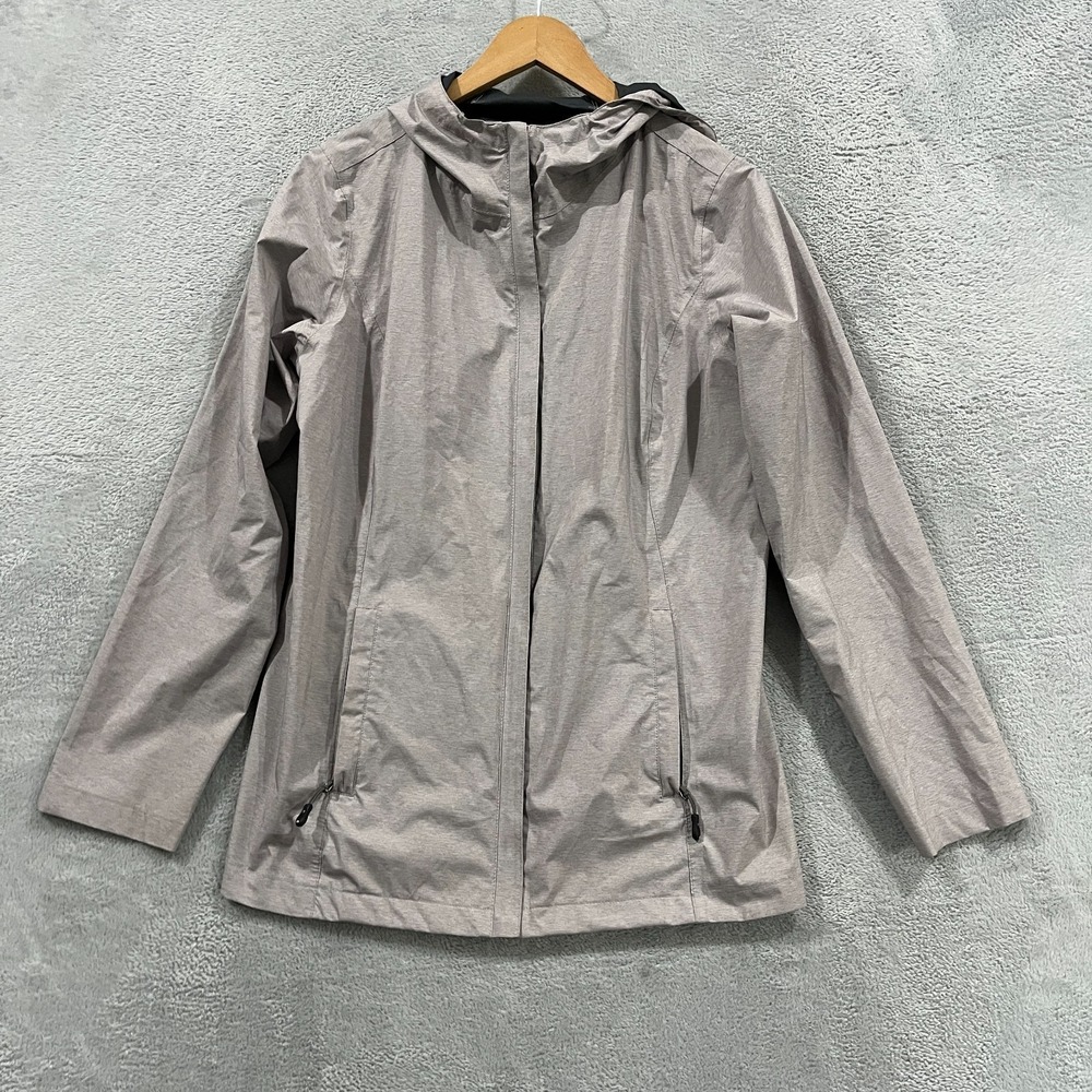 32 Degrees Cool Weatherproof Jacket Womens L Gray Lined Stretch Hooded Full Zip